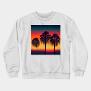 Stylized silhouette of palm trees at sunset Crewneck Sweatshirt